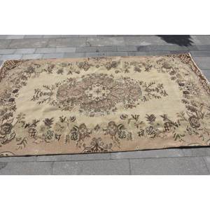 พรมขนสัตว์สีเบจสีน้ำตาล4.5x8.4ฟุตคลาสสิกดีไซน์แบบตุรกีสำหรับทางเข้าห้องนั่งเล่นหรือห้องนอนพร้อมแผ่นรองทำจากยาง - Product Image 3