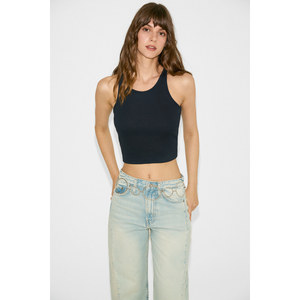 ETHIQUET CORALIE Débardeur ajusté à col halter en tissu doux et extensible pour femme - Product Image 5