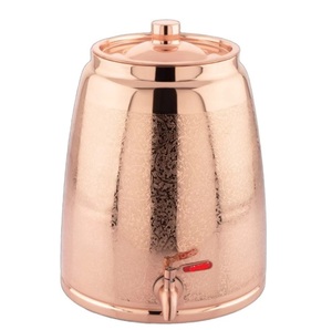 Handmade Copper Water Container Screen Printing Design Anti-corrosion Coating HANDGRIP Lid-Kitchen Home Hotel Restaurant Decor - Product Image 1