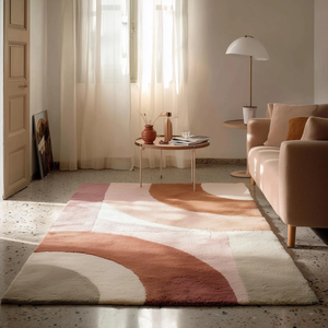 Handmade Wool Tufted Retro Modern Geometric <b>Rug</b> | Orange Green <b>Black</b> Area Carpet | Mid Century Vintage <b>Living</b> <b>Room</b> Decor Teppich - Product Image 4