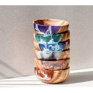 Cuenco de nueces de madera de resina epoxi de Color de nueva tendencia, vajilla decorativa para comida del hogar, herramientas de cocina, cuenco de resina de madera Natural - Product Image 3