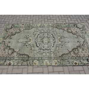 Traditionnel Vert Beige 4.6 X 8.5ft Laine Salon Tapis Aubusson Patchwork Rectangle Turc Tapis Latex pour Couloir Chevet - Product Image 3