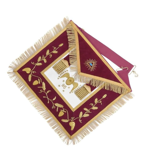 Insignes de réglementation française du 95e degré Memphis Misraim, velours bordeaux avec broderie dorée, galon de luxe, aimant - Product Image 3