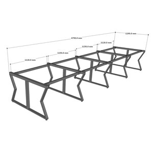 Industrial-Style 8-Sitzer Foldable Iron Frame Cluster Table System for Apartments Kitchens Hotels <b>Bedrooms</b>-MConcept HCMC032 - Product Image 4