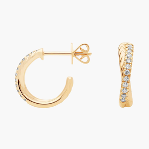 Luxe 10K or jaune demi cerceau boucle d'oreille mignon classique étincelant laboratoire cultivé diamant bijoux pour les fêtes de tous les jours mariages cadeau pour - Product Image 4