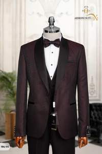 Traje de novio de aspecto afilado % 80 lana % 20 poliéster ajustado para ceremonia de boda - Product Image 6