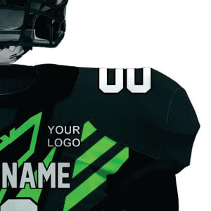 Personalizado de los hombres negro verde uniforme de fútbol americano transpirable aparejos de sarga duradera entrenamiento ropa deportiva jugador nombre Jersey Pantalones - Product Image 4