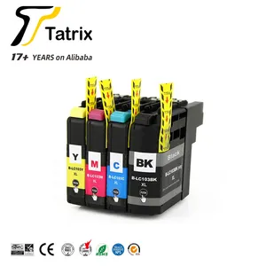 Tatrix LC103 LC101 LC 103 101 프리미엄 색상 호환 프린터 잉크젯 잉크 카트리지 lc103bks 형제 MFC-J650DW MFC-J870DW