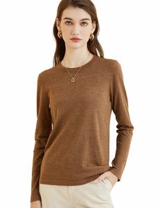 Women's 100% Merino <b>Wool</b> T-Shirt Fall Winter Fashion Crewneck Top with Long Sleeves Soft Knit <b>Base</b> <b>Layer</b> Tops Clothes - Product Image 6