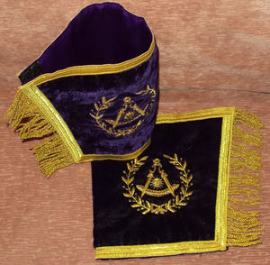 Menottes maçonniques personnalisées avec tresse en argent Gantelets d'officiers artisanaux Manchettes en gros Regalia Ronpex - Product Image 4