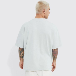 T-shirts personnalisés pour hommes, Streetwear, surdimensionnés, côtes, col ras du cou, coupe carrée, T-shirts à épaules tombantes, T-shirt lourd pour hommes - Product Image 1