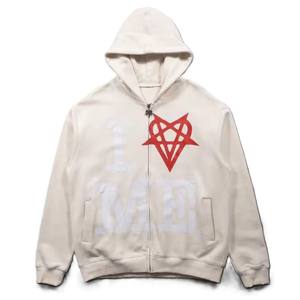 Sudadera con capucha de lana y cremallera de algodón 100% de alta calidad para hombre, estilo de ropa de calle, serigrafía de peso pesado, capucha sólida para invierno - Product Image 5