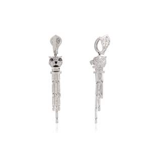 Boucles d'oreilles pendantes glamour créatives de haute qualité en or blanc massif 14 carats 100% authentiques en diamant véritable panthère pour femmes bijoux - Product Image 5