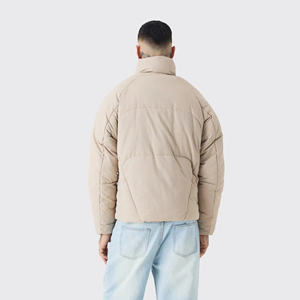 Veste matelassée en coton streetwear à prix de gros, logo imprimé personnalisé, respirante, lourde, en duvet de canard, style stand, pour homme, livraison rapide - Product Image 4