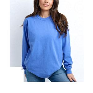 Meilleure vente T-shirt uni à manches longues pour femmes tissu d'été couleur unie col rond design de base exportation du fournisseur BD - Product Image 1