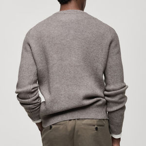 Nouveau pull décontracté pour hommes à la mode 100% coton tricoté pull col rond couleur unie surdimensionné respirant devant - Product Image 2
