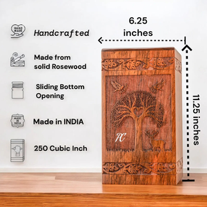 โกศไม้สำหรับเผาศพสำหรับขี้เถ้าไม้โกศต้นไม้แห่งชีวิตกล่องอนุสรณ์ของที่ระลึกสำหรับตกแต่ง - Product Image 3