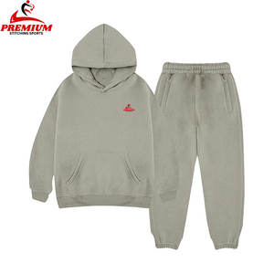 Venta al por mayor Sweat Jogger Suits Hoodies 100% algodón Slim Fit Winter Men Streetwear Sweatsuit Stacked Chándales - Product Image 1
