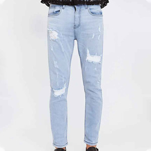 Pantalones vaqueros rectos rasgados desteñidos de alta calidad, ropa de calle, pantalones vaqueros desgastados lavados a la moda para hombre hechos en Pakistán - Product Image 5