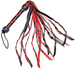 Cuero de vaca real doble pegado hecho a mano 9 "mango largo 12 colas cuero azotador látigos cazador - Product Image 6