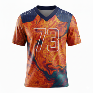 Maillots de football américain à manches courtes personnalisés, sublimés, 100% polyester, respirants, antibactériens, grande taille, logo avant pour les équipes - Product Image 6