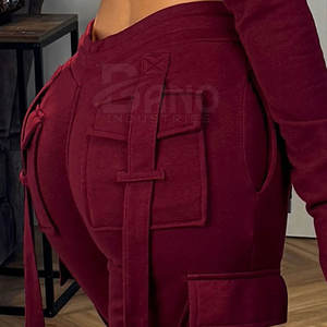 Precio al por mayor: Conjunto de chándal casual de invierno con capucha para mujer, top corto y pantalón acampanado, 100% algodón, hecho en Pakistán. - Product Image 5