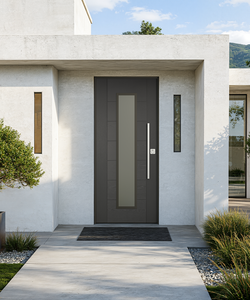 Porte de sécurité Helios Glass : avec vitrage et panneau extérieur en fibre de verre, design luxueux pour villa - Product Image 1