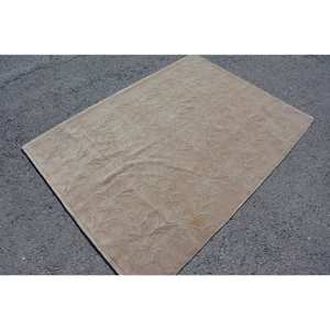 <b>Vintage</b> Turkish <b>Rug</b> Large Area 4.6 X 6.4ft Beige Oasis Wool Seagrass Material Latex Backing Patchwork Pattern for Teen's Room - Product Image 2