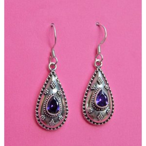 Boucles d'oreilles améthyste en argent 925 faites à la main or rose et or blanc bijoux élégants cadeau pour femmes modèle E0836-GS - Product Image 2
