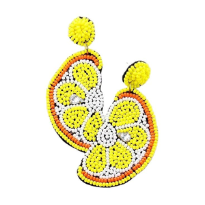 Pendientes de Fruta de Naranja de Lujo para Mujer con Bordado de Cuentas Hecho a Mano en un Elegante Diseño Multicolor - Product Image 5