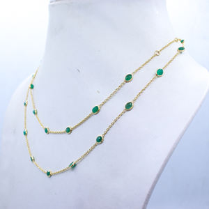 Collier en argent sterling 925 avec émeraude naturelle plaqué or fait à la main Cadeau pour femmes - Product Image 3