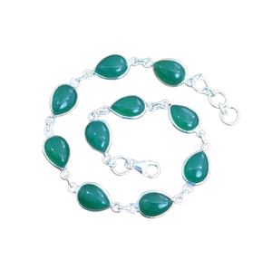 Bracelet classique bijoux pour femmes argent Boho Style bijoux 925 argent Sterling vert Onyx pierres précieuses Bracelet fait main cadeau - Product Image 1