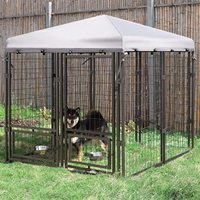 Kandang Anjing Indoor Outdoor Terlaris, Pagar Bermain Logam Galvanis dengan Kancing Pengunci, Mudah Dirakit untuk Hewan Kecil