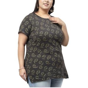 T-shirt décontracté imprimé sur tout pour femmes grande taille 100% coton jersey respirant solide prix de gros de fabrication Bangladesh - Product Image 3