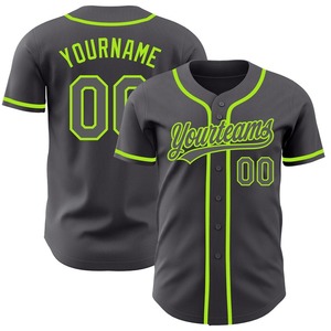 Meilleures ventes Vêtements d'équipe personnalisés Maillot de baseball authentique gris acier vert fluo - Product Image 1
