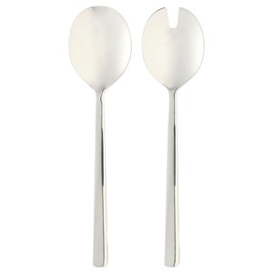 Ensembles de salade Jumbo à long manche en acier inoxydable SS ensemble d'ustensiles de service de salade en argent 18/10 fourchette et cuillère à dessert spatule à salade - Product Image 1