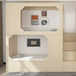 KSL Jugendherbergen-Serie Holz-Kapsel-Etagenbett für 2 Personen mit Schuhschränken unter dem Bett, Seitentreppe und Robustem Schlafpod - Product Image 5