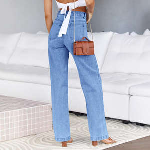 Nuevos pantalones vaqueros con logotipo personalizado, pantalones vaqueros de pierna ancha, pantalones callejeros de Hip Hop para mujer - Product Image 2