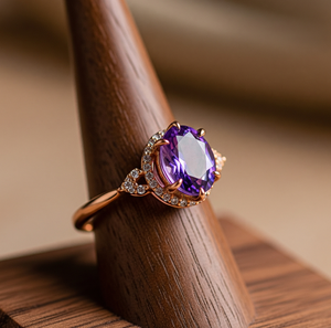 แหวนพลอยอเมทิสต์สีเงิน925แหวนแฟชั่นทันสมัยได้รับการรับรองสำหรับงานแต่งงานดีไซน์ล่าสุด - Product Image 3
