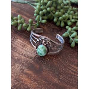 Emerald Valley Turquoise & Sterling Silver Cuff <b>Bracelet</b> Handmade by Navajo Artists Fashion Accessory - Product Image 3
