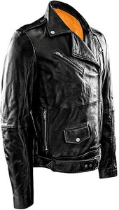 Chaqueta de piel de oveja auténtica de grano completo personalizada de alta calidad para hombre, diseño informal de motorista de carreras con cremallera hecho en fábrica - Product Image 4