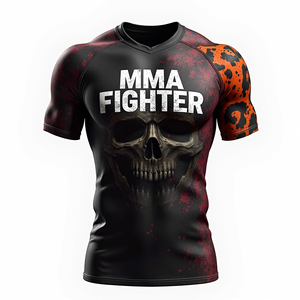 Obtenga protectores de erupción sublimados MMA personalizados, equipo deportivo de combate transpirable para entrenamiento de gimnasia y ropa de rendimiento atlético - Product Image 2