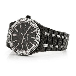 นาฬิกาประดับเพชรสีดำสำหรับผู้ชายนาฬิกาควอทซ์อัตโนมัติประดับเพชรแบบกำหนดเองจัดส่งฟรี - Product Image 3