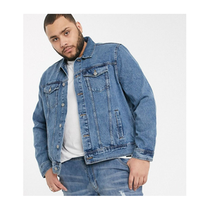 Veste en jean décontractée pour homme OEM, veste boutonnée d'automne avec un design surdimensionné - Product Image 4