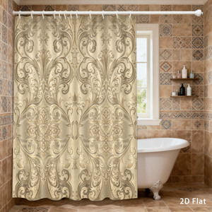 Rideau de douche imperméable personnalisé imprimé pour salle de bain, en polyester imperméable avec crochets - Product Image 1