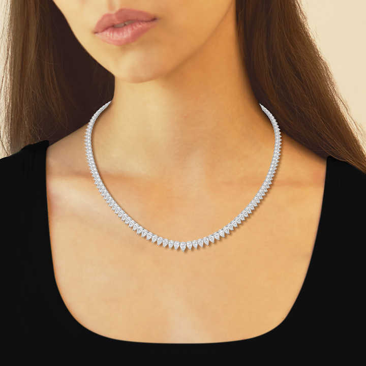 Minimalist Design 14k Solid Gold Pear Lab Grown Diamond Choker Necklace High Jewelry Exquisite Tennis Chain Necklace for Women