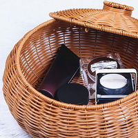Panier à trésors élégant en rotin tressé à la main - Couleur et taille personnalisables, solution de rangement multifonctionnelle élégante en forme de dôme