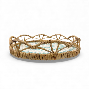 Mesa Decorativa Hecha a Mano con Incrustaciones de Madreperla y Borde de Jacinto de Agua, Diseño Flexible, para Servir Alimentos, Uso Doméstico, Vietnam - Product Image 2