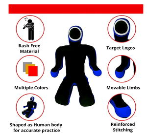 Mannequin d'entraînement BJJ Pro JIKE en toile haute densité anti-impact, rempli de sable pour les soumissions/lancer, utilisation en salle de sport et à domicile - Product Image 6