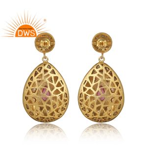 ขายดีที่สุดเงินสเตอร์ลิง CZ ธรรมชาติ,คริสตัลควอตซ์และพลอยทัวร์มาลีนสีชมพูห้อยต่างหูผู้ผลิตเครื่องประดับที่กำหนดเอง - Product Image 4